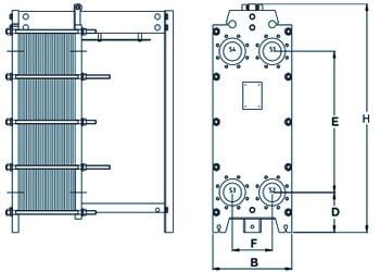 Габаритный чертёж теплообменника Tranter GX-265 N