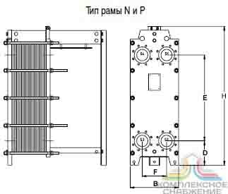 Чертеж пластинчатого теплообменника Tranter GF-097 NX