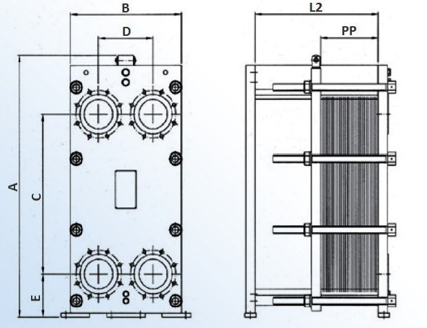 Габаритные размеры теплообменника Funke FPDW 31